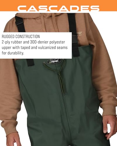FROGG TOGGS Cascades 2-ply Poly/Rubber Waterproof Fishing Bootfoot Chest Wader for Fishing - color: Felt, size: 14