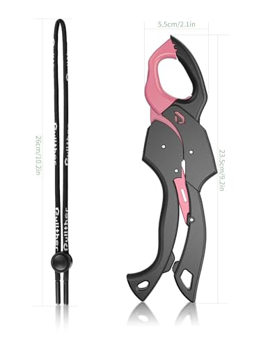 Fish Gripper 9.2",Fish Grabber Tool with Lanyard,Fish Holder for Saltwater - color: pink