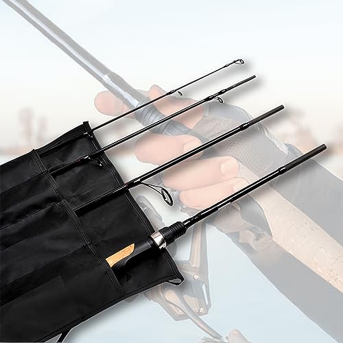 Fiblink 4 Pieces Travel Spinning Rod Medium Carbon Spinning Fishing Rod Portable Fishing Rod - size: 6'6" Medium.