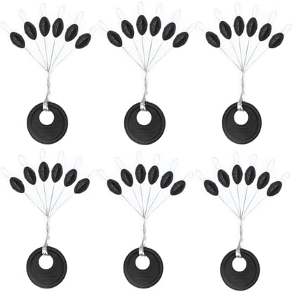 720Pcs Rubber Bobber Stoppers, 6 in 1 Oval Sinker Stops L/M/S, Depth Marker for Freshwater & Saltwater Casting Fishing