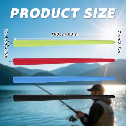 4 Pack Neoprene Fishing Rod Sleeves Fishing Rod Cover Protective Sock for Poles 6-8 ft for Puncture Resistant Sock for Casting, Trolling, Spinning