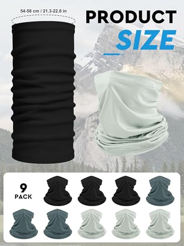 9 Pieces Men Balaclava Neck Gaiter Face Mask Summer Sun Protection Cooling Breathable Head Cover Scarf Bandana - color: Classic Color