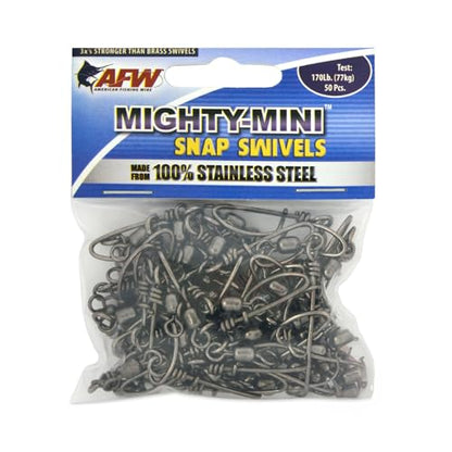 American Fishing Wire Fishing Swivels - Mighty Mini 100% Stainless Steel Snap Crane Swivels, 3X Stronger Than Brass, For Terminal Tackle Box, Up to 600lb Test - Fishing Gear for Fishing Line Leaders - style: #3, 170 Lb, 50 Pc