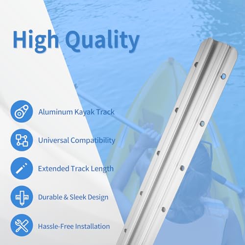 Aluminum Kayak Track, Kayak Rail for Fishing Rod Holder, Kayak Rail Track for Paddle Holders, Kayak Gear Track Accessories for Cup Holder, Kayak Accessories Mount Track - size: 4 Inch