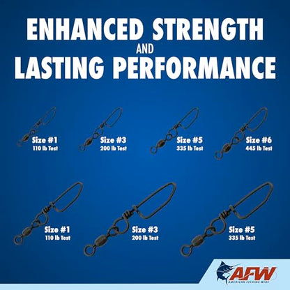 AFW Brass Coastlock Snap Swivels – Durable Fishing Gear with High-Strength Wire Snaps, Black Oxide Finish, Prevents Line Twisting & Kinking, Supports Up to 350 lb Test. - size: 24 pc, #7, 75 lb test
