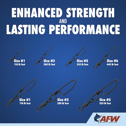 AFW Brass Coastlock Snap Swivels – Durable Fishing Gear with High-Strength Wire Snaps, Black Oxide Finish, Prevents Line Twisting & Kinking, Supports Up to 350 lb Test. - size: 144 pc, #10, 30 lb test