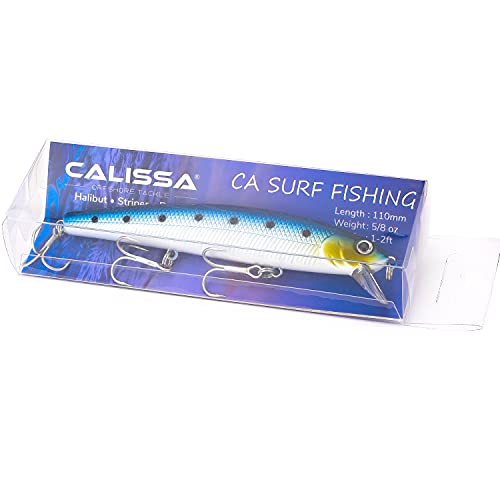 Calissa Offshore Tackle 110mm and 140mm California Inshore Fishing - Special Jerkbait Crankbait Surf Flash Fishing Salt Pro Lure Minnow Zebra MS Metallic Sardine Glow - size: 110mm, style: Glow Sardine