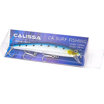 Calissa Offshore Tackle 110mm and 140mm California Inshore Fishing - Special Jerkbait Crankbait Surf Flash Fishing Salt Pro Lure Minnow Zebra MS Metallic Sardine Glow - size: 110mm, style: Glow Sardine