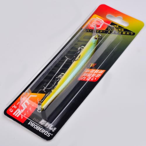 PROBEROS Minnow Bass Fishing Lures - Jerkbait Sinking Lure Set Hard Baits Crankbait for Trout Catfish Musky Bluegill Fishing Topwater Lures Plug 6Pcs/kit - color: 598-4.5inch/0.3oz-5pcs