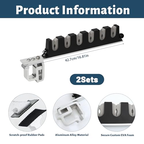 Fishing Rod Rack Holder with Clamp, Fishing Rod Storage Organizer Racks | Truck Bed Fishing Holder Fishing Rod Holder with EVA Foam & Rubber Pads for Boat, Car Roof Rack etc