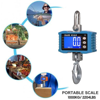 Hanging Scale, Geevorks Digital Crane Scale 1000KG/ 2204lbs, Industrial Crane Scale LCD Backlight with Unit Change/Data Hold/Tare/Zero for Construction Site Farm Hunting Fishing Outdoor Work