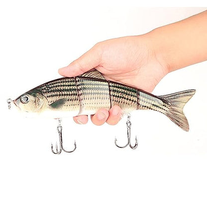 10in Multi Jointed Swimbait Fishing Lures Bait,4 Segment Big Giant Sinking Fishing Bass Lures,Crankbaits Swimbaits with Treble Hook - color: 10in,4.76oz-Color M