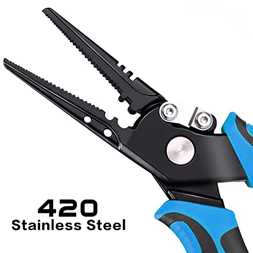 Sougayilang Fishing Pliers,Sheath and Lanyard Tungsten Carbide Cutters,420 Stainless Steel Fishing Tools,Saltwater Resistant Fishing Gear with Rubber Handle-7.5'' Straight Nose - Blue - color: 7.5'' Straight Nose-blue