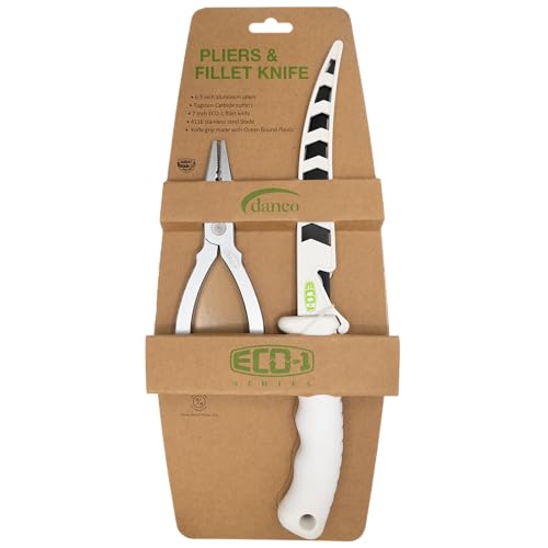 Gambler danco ECO-1 Knife & Plier Combo Pack – 7" Stainless Steel Fillet Knife and 6.5" Aluminum Pliers, Corrosion-Resistant Fishing Tool Set with Sheath, Eco-Friendly