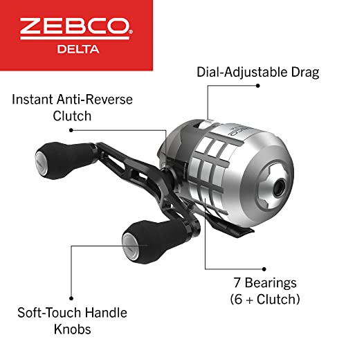 Zebco Delta Spincast Reel and Fishing Rod Combo, Instant Anti-Reverse Clutch, Changeable Right- or Left-Hand Retrieve, Pre-Spooled with Zebco Fishing Line - style: 5'6" Rod, Size 20 Reel