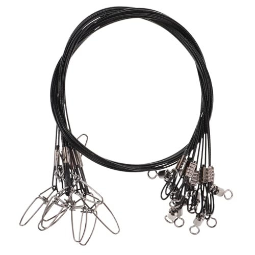 NOLITOY 10pcs Heavy Duty Steel Fishing Leaders 50cm Nylon-Coated Anti-bite Wire Lines for Freshwater and Saltwater Fishing Rig Terminal Tackle
