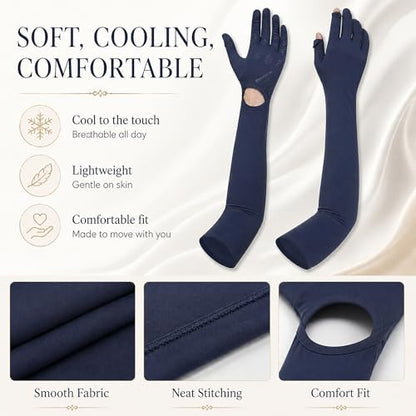 Full Finger UV Protection Gloves Driving Gloves Women, Breathable Touchscreen UPF Glove Sun Protection Glove - color: Dark Gray-ad, size: One Size