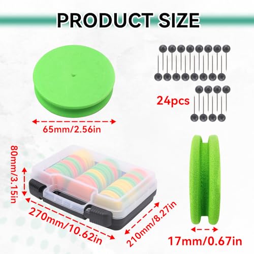 HERCHR 24PCS 68mm Round Fishing Line Foam Spools, Fishing Rigs Spools Foam Boards Fishing Line Storage Holder with Storage Box Fishing Winding Boards Fishing Line Spooler Winder