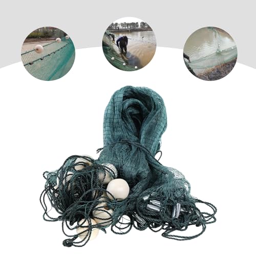 6.5 x 33ft / 10 x 65ft Fishing Drag Fish Net, Large Gill Fishing Net, Hand Made Nylon Beach Seine Nets, High Density Mesh Fishing Equipment Beach Drag for Fishing at Ponds, Creeks, Rivers, Sea, Lake