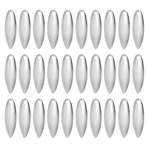 PATIKIL Fishing Lure Blades Willowleaf Lure Making for DIY Bait - color: Silver, size: 1"x0.3"
