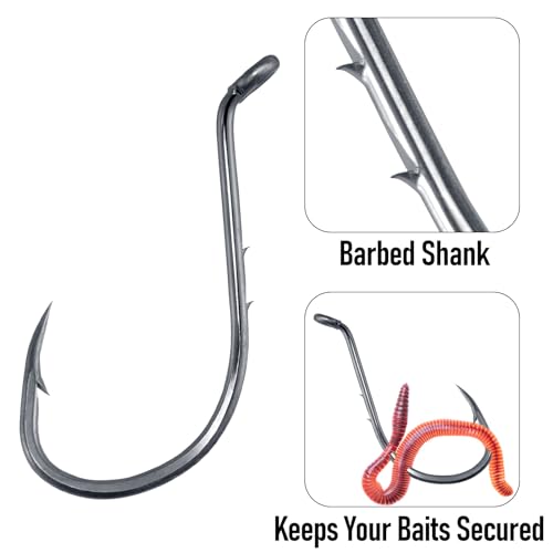 Dr.Fish 100 Pack Octopus Hooks Baitholder Fishing Hooks for Saltwater & Freshwater Live Bait Fishing, Bass Walleye Striper - size: 1/0-100 Pack