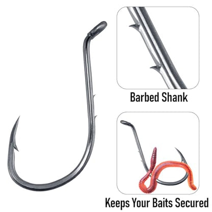 Dr.Fish 100 Pack Octopus Hooks Baitholder Fishing Hooks for Saltwater & Freshwater Live Bait Fishing, Bass Walleye Striper - size: 6/0-100 Pack