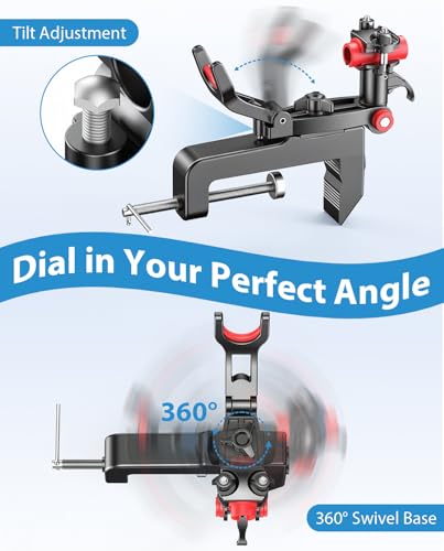 Clamp On Fishing Rod Holder for Boat Canoe Pontoon Kayak Dock | 360° Adjustable, Heavy Duty, Round & Square Rail Mount, Saltwater Safe - color: Rod Holder- 4 Pack