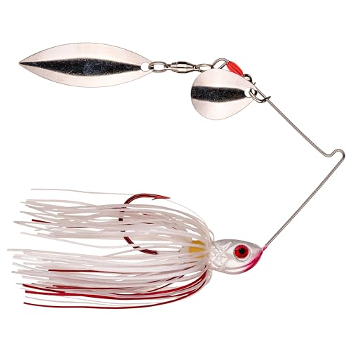 Strike King Bleeding Bait Spinnerbait Fishing Lure, Bleeding Red Accent Skirt - color: 304 - Bleeding White, size: 3/16 oz