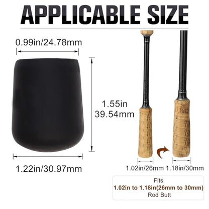 Dovesun Fishing Rod Butt Cushion Fishing Rod Seat Cushions Fishing Rod Protector Fishing Rod Butt Cap End Fishing Rod Holders Small(1.22in) Black 4pcs - color: 4PCS-Fit for 1.02"-1.18"(26mm-30mm) Rod Butt