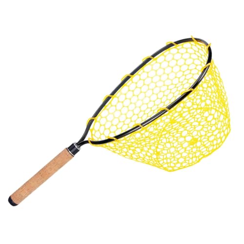 Trout Net Fine Mesh Handle Catch-Release | Fishing Landing Net for Lake River Trout Fishing - size: Cork handle fishing net