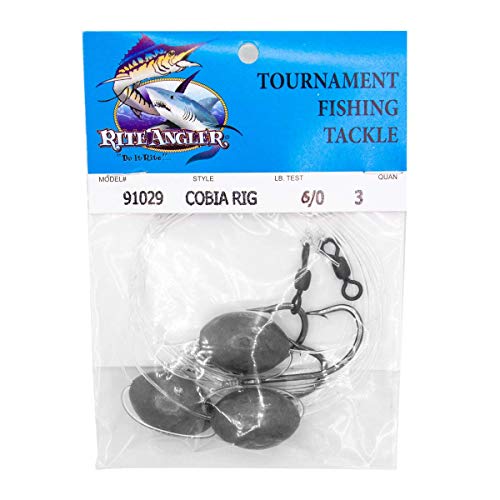 Rite Angler Cobia Rig w/2oz Egg Sinker 6/0, 7/0 80lb Test, 3ft for Offshore & Inshore Saltwater Reef Fishing Big Game Fishing, Cobia Fishing, Florida Fishing - size: 6/0