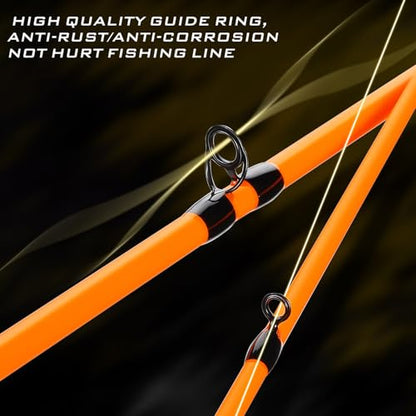 Sougayilang Baitcaster Combo – IM7 Graphite M/MH 2-Piece Travel Rod, 6.3:1 High-Speed Reel,18LB Drag for Bass, Catfish, Trout, Panfish - size: Orange-Left handle-6'10''-Medium