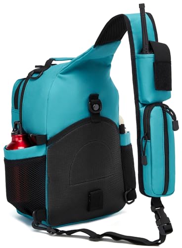 Tactical Sling Backpack Holster Range Shoulder Bag 15L Crossbody Bag Water Bottle Holder Radio Pouch 6 Elastic Slots - color: Light Blue