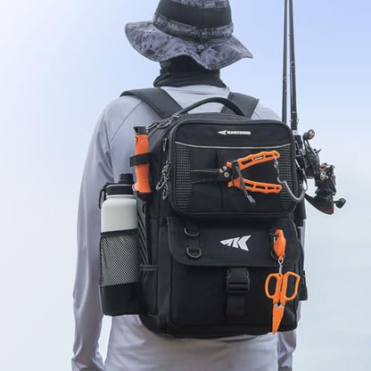 KastKing BaitSpace Fishing Tackle Backpack with Removable Bait Binder,2 Rod Holders Storage Fishing Gear and Equipment - color: E: Black, size: Without tackle box