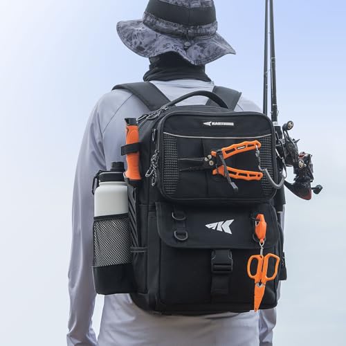 KastKing BaitSpace Fishing Tackle Backpack with Removable Bait Binder,2 Rod Holders Storage Fishing Gear and Equipment - color: E: Black, size: Without tackle box