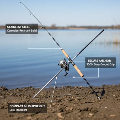 Stainless Steel Fishing Rod Holder Ground Spike - Tool-Free Bank Stick for River, Lake & Shore Angling (1 Pack)