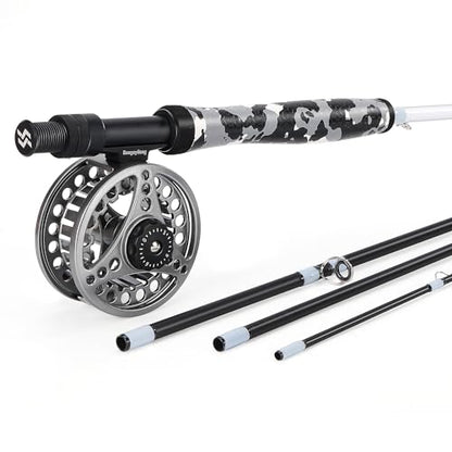 Sougayilang Standard Fly Fishing Combo Starter Kit, 5/6 Weight 9' Fly Rod with SuperPolymer Handle, Accessories, Carrying Case, Fly Box Case & Fishing Flies - color: Black