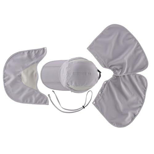 Connectyle Men's Foldable Baseball Sun Cap with Removable Face Mask Neck Flap Cover UPF 50+ Sun Protection Fishing Hiking Hat - color: Light Grey