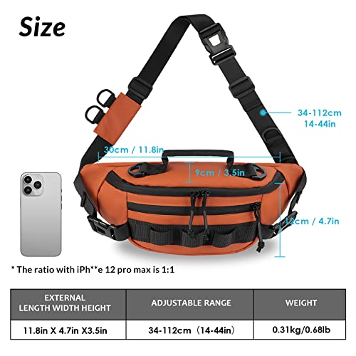 THKFISH Fishing Waist Pack, Fishing Tackle Bag Waterproof Fanny Pack for Women & Men Portable Sling Bag - color: ORANGE-REGULAR