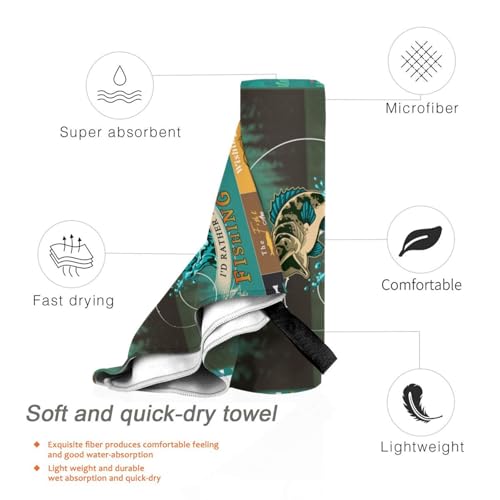 Gifts for Men & Boys: Microfiber Fishing Beach Towel - 63" x 31.5" - color: Fishing Towel