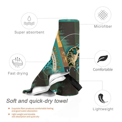 Gifts for Men & Boys: Microfiber Fishing Beach Towel - 63" x 31.5" - color: Fishing Towel