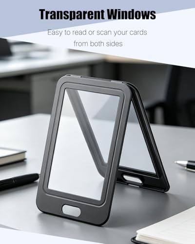 Uniclife 3 Pack Vertical Badge Holders for Office School IDs | Hard plastic vertical holder with double-sided clear windows protects IDs, credit cards and proximity key cards. - color: Black-01, size: 3 Pack
