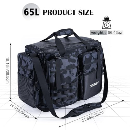 Goture Large Tackle Bag,Store Up to 8PCS 3700 Plus 4PCS 3600 Tackle Trays(Not Included),Water Resistant Saltwater Gear Storage Big Fishing Bag with EVA Bottom,Gifts for Men(21.65"x11.8"x15.16") - color: A1 Camo 2 Extra Large Without Trays