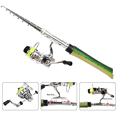 Pen Fishing Pole 55 Inch Mini Pocket Rod Travel Set for Ice Fly Sea Saltwater Freshwater 1.4m