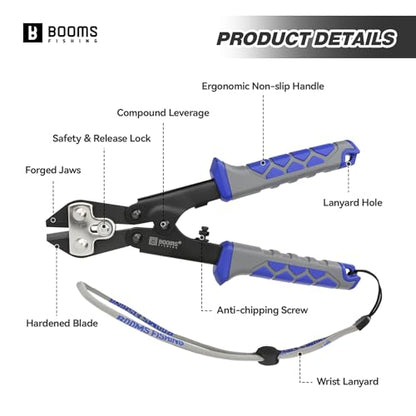 Booms Fishing Hook & Wire Cutter: Upgraded Handle, Cuts Thick Hooks & Bolts - XW43 8.8" Heavy-Duty Fishing Tool