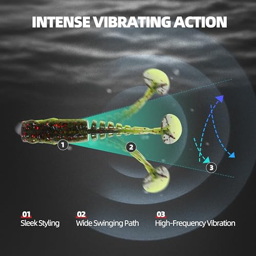 30pcs Soft Plastic Swimbaits with Paddle Tail, T-Tail Fishing Lures for Vertical Jigging and Casting, Freshwater Swimbaits for Bass, Trout, Walleye & Crappie - color: Multi-Jointed Flex, 2.2''