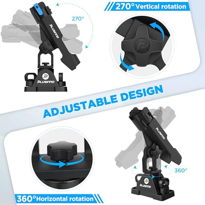PLUSINNO 2 in 1 Fishing Rod Holders for Boat, Kayak Fishing Rod Holder, Fishing Pole Holders for Track Mount / Deck Mount, Fishing Gear with Fishing Rod Protective Strap, Fishing Accessories & Gifts - color: Rod Holder - 4 Pack(No Track)