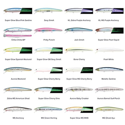 LUCKY CRAFT FlashMinnow 110 Ghost Series Saltwater Fishing Lures, Jerkbait for Halibut and Bass Fish, Slow Suspending 1–2 ft, Surf Fishing Gear and Tackle Box Accessories - color: 682 Flake Flake Baby Ghost Mullet