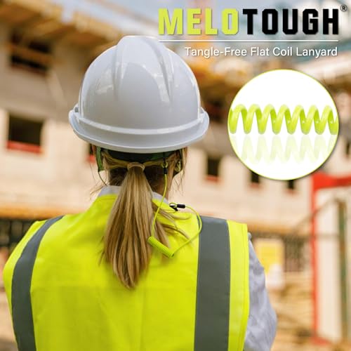 MELOTOUGH Coiled Lanyard,Hard Hat Lanyard with Clamp End,No Snag Design for Hard Hat,Weight Capacity 2lbs - color: Green