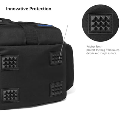 BASSDASH Convertible Fishing Backpack Sling Bag with Rod Holder, Adjustable Tactical Water-Resistant Tackle Storage Pack FP07 - color: Black/Royal Blue, size: Large